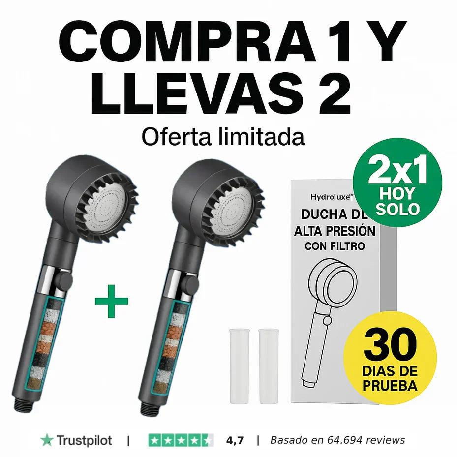 Ducha Hydroluxe Alta Presión | Incluye 2 Filtros + ¡Compra 1 y Llévate 2!
