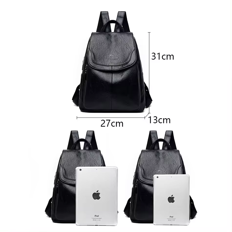 Mochila de Cuero Ecobag | 20–35 L Impermeable con Bolsillos