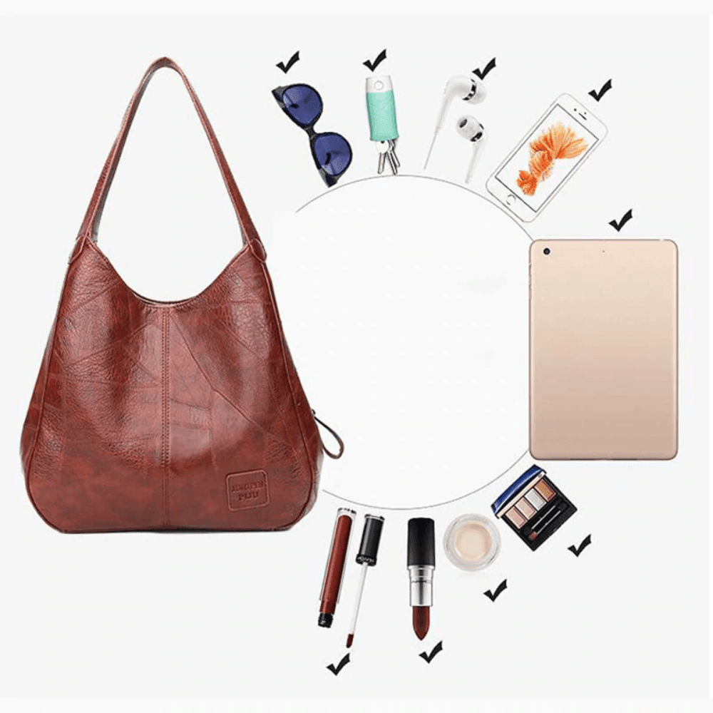 Bolso de Cuero Bella | 3 Compartimentos, Resistente al Agua