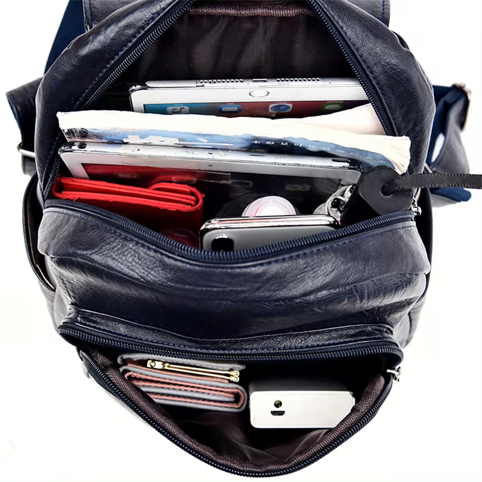Mochila de Cuero Ecobag | 20–35 L Impermeable con Bolsillos
