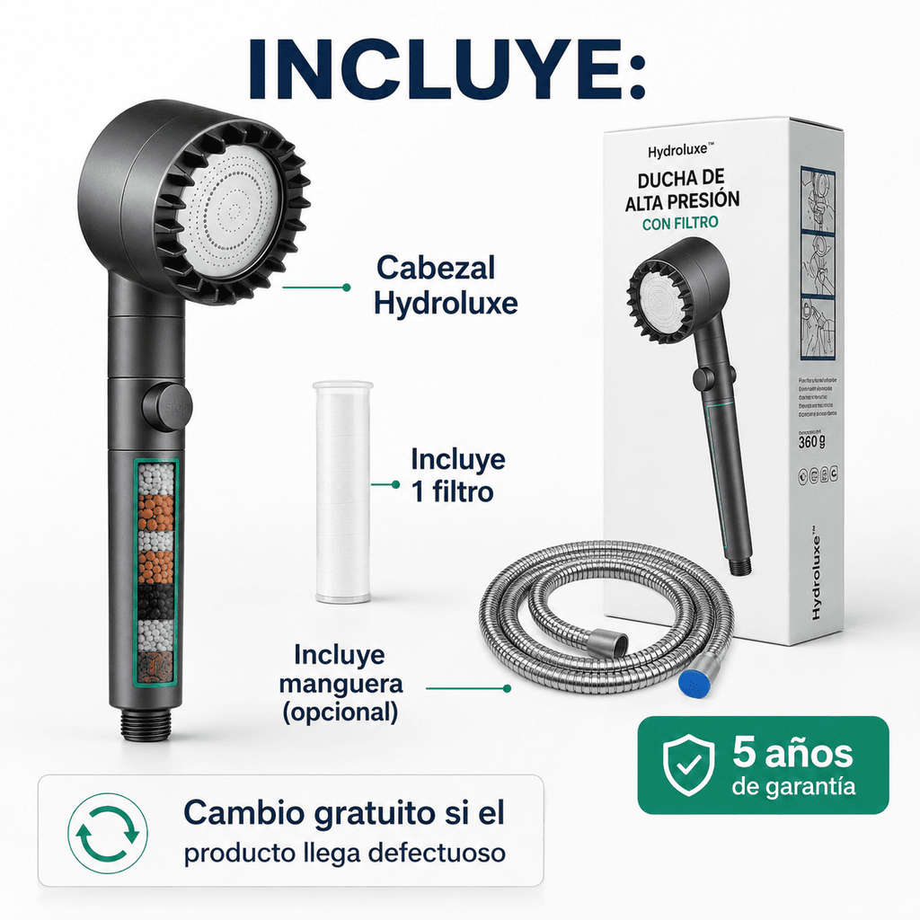 Ducha Hydroluxe | Incluye filtro + Manguera [COMPRA 1 Y LLÉVATE 2]