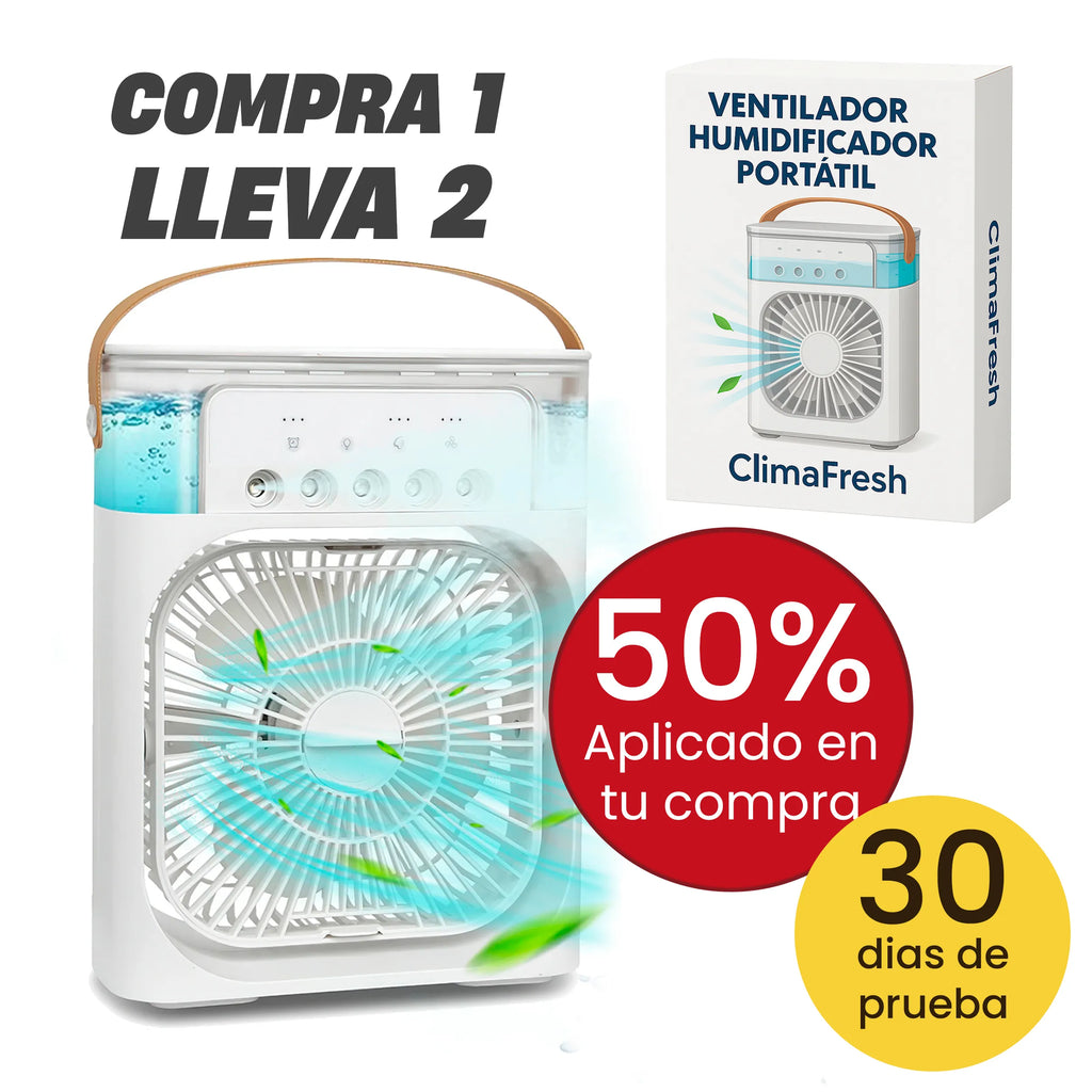 Ventilador Humidificador Portátil ClimaFresh | ¡Compra 1 y Llévate 2!