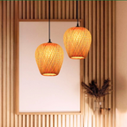 Lámpara Colgante de Bambú Natural Artesanal Estilo Boho Chic