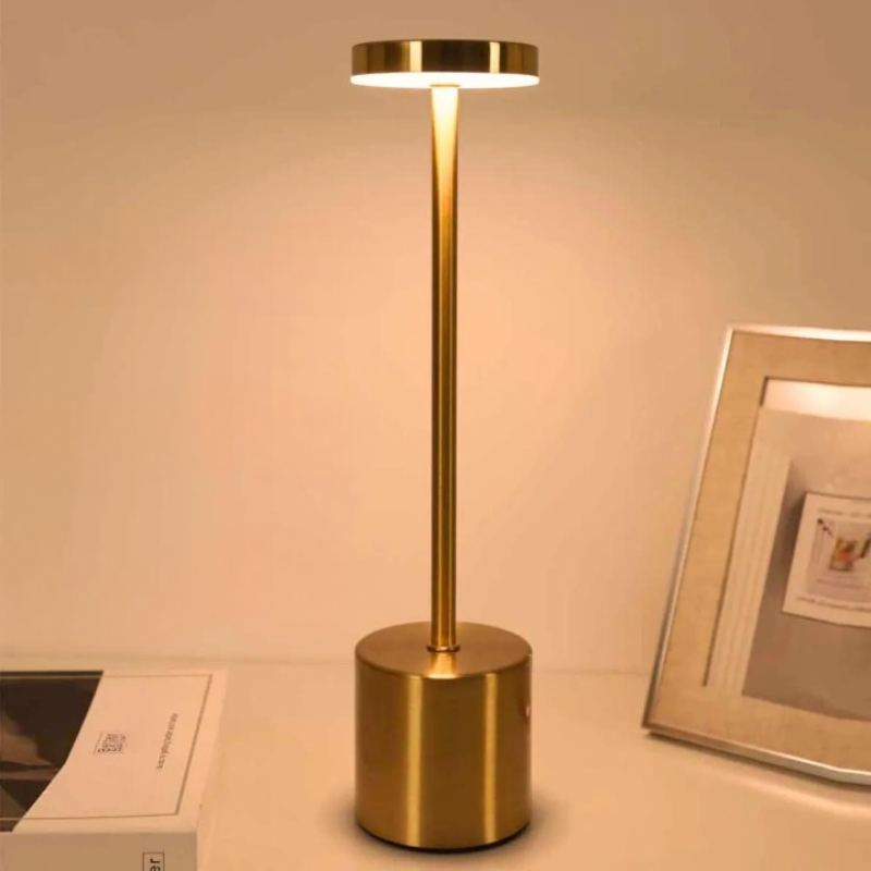 Lámpara de Mesa LED Recargable Sin Cable Metal