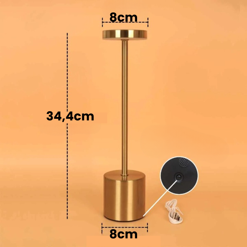 Lámpara de Mesa LED Recargable Sin Cable Metal