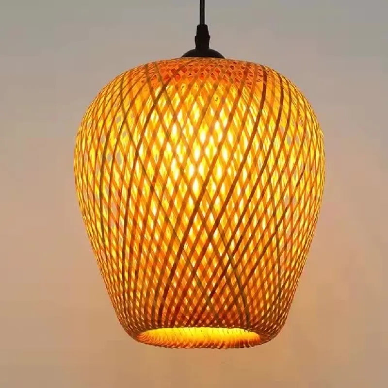 Lámpara Colgante de Bambú Natural Artesanal Estilo Boho Chic