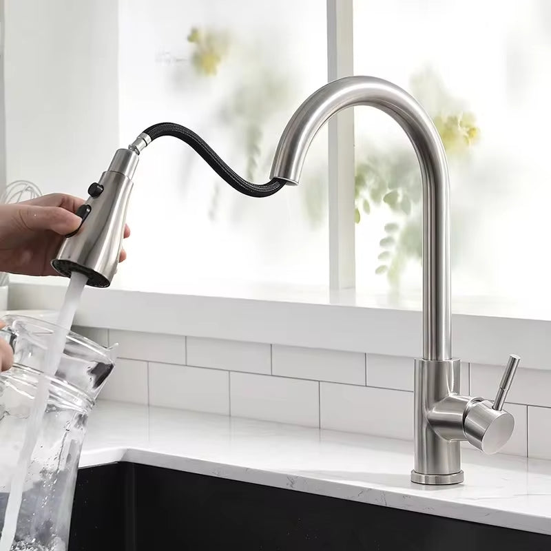 Torneira para Cozinha Escovada Monocomando 360° Sync