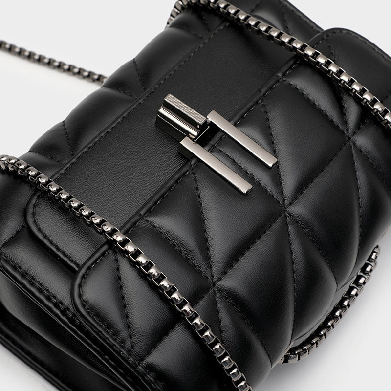 Bolso de Cuero Luxe | Correa de Cadena y Cierre de Cerrojo