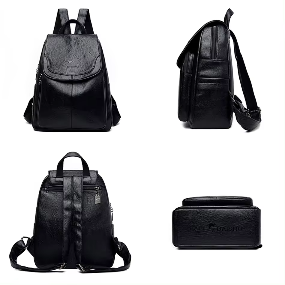 Mochila de Cuero Ecobag | 20–35 L Impermeable con Bolsillos
