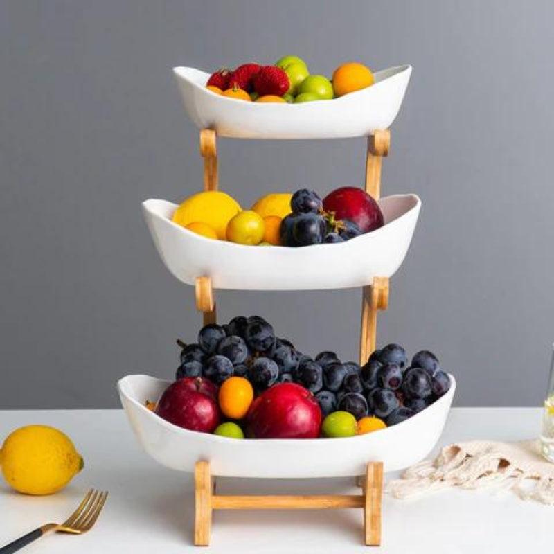 Frutero de Mesa Moderno de Bambú de 2 a 3 Niveles
