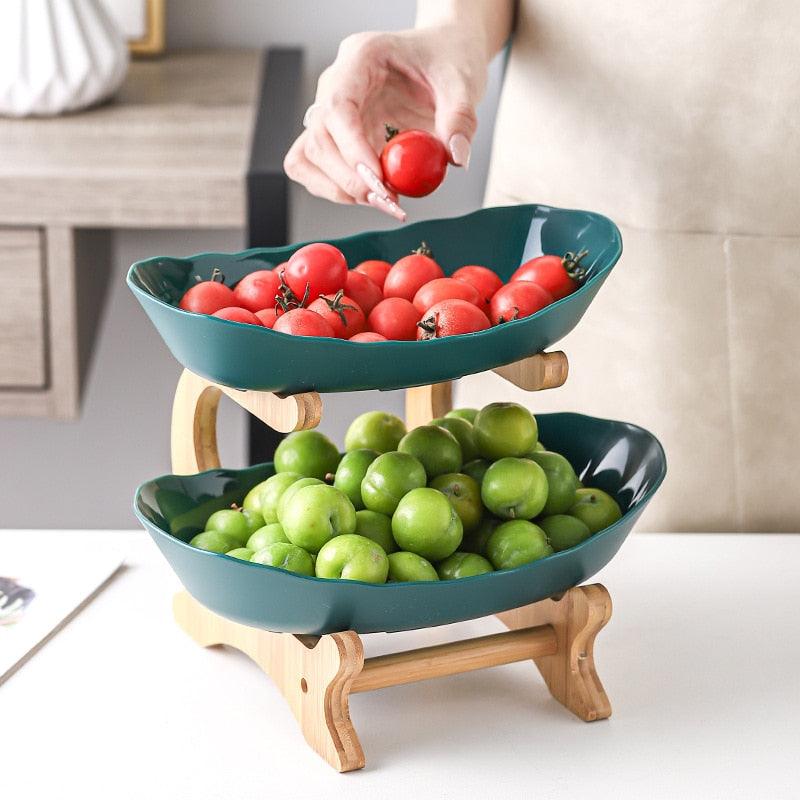 Frutero de Mesa Moderno de Bambú de 2 a 3 Niveles