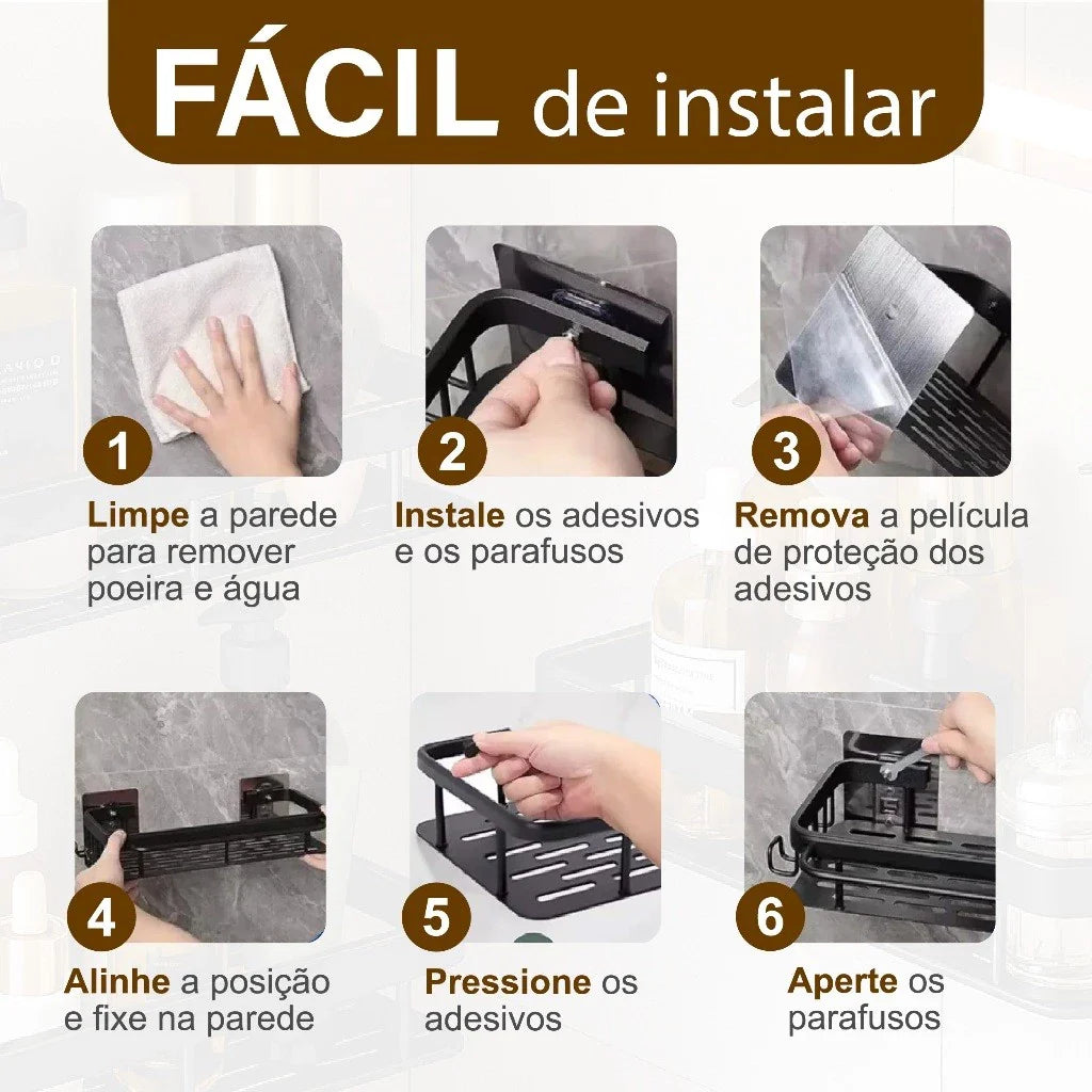 Kit 2 Estantes Adhesivos Ultra-Fuertes para Baño o Cocina